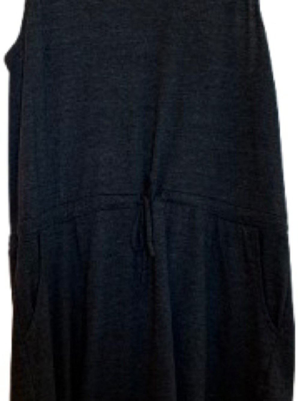 CHASOR Tank Dress Charcoal Gray Drawstring Pockets Lattice Back High Low Hem L - Picture 6 of 16